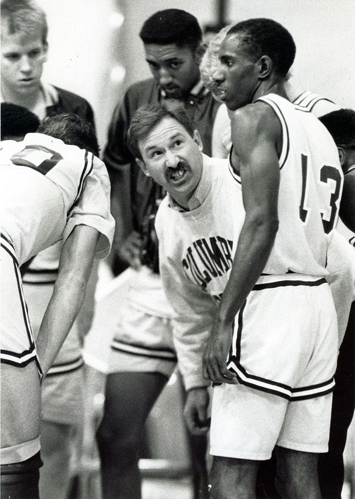 Coach Bob Burchard directs his basketball team (copy)